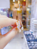 Lunachat 日本925純銀淡水珍珠蝴蝶夾耳環Earclips