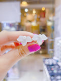 Lunachat 日本925純銀白色珍珠貝花夾耳環Earclips