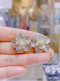 Lunachat 日本925純銀琺瑯花夾耳環Earclips
