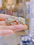 Lunachat 日本925純銀琺瑯花夾耳環Earclips