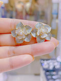 Lunachat 日本925純銀琺瑯花夾耳環Earclips