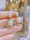 Lunachat 日本925純銀白色珍珠貝長夾耳環Earclips