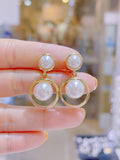 Lunachat 日本925純銀白色珍珠貝長夾耳環Earclips