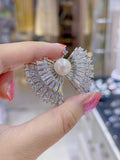 Lunachat Sterling Silver and Crystal Pearl Brooch Milano 9