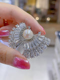 Lunachat Sterling Silver and Crystal Pearl Brooch Milano 9