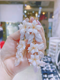 Lunachat 意大利工藝純銀陶瓷花金色長夾耳環 Earclips