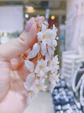 Lunachat 意大利工藝純銀陶瓷花金色長夾耳環 Earclips