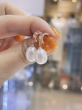 Lunachat 日本925純銀玫瑰金11-12mm日本淡水珍珠水滴耳環