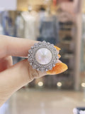 Lunachat 意大利精品925純銀12-13mm南洋白海水珍珠lace design戒指
