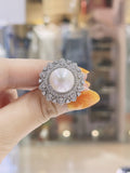 Lunachat 意大利精品925純銀12-13mm南洋白海水珍珠lace design戒指