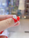 Lunachat 日本14K金精品8.5mm強光日本白透粉花珠級AKOYA海水珍珠戒指*