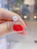 Lunachat 日本18K金8mm精品花珠級AKOYA海水珍珠戒指*