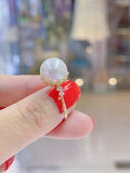 Lunachat 18K Gold 12mm 南洋白珍珠戒指