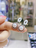 Lunachat 日本925純銀水晶8mm白色淡水珍珠夾耳環Earclips