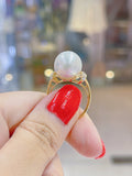 Lunachat 18K Gold 12mm 南洋白珍珠戒指