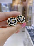Lunachat 日本925純銀黑山茶花夾耳環Earclips