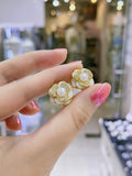 Lunachat 日本925純銀淡水珍珠玫瑰花夾耳環Earclips