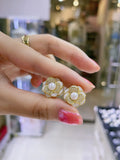 Lunachat 日本925純銀淡水珍珠玫瑰花夾耳環Earclips