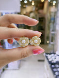 Lunachat 日本925純銀淡水珍珠玫瑰花夾耳環Earclips
