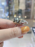 Lunachat 意大利精品925純銀11-12 mm大溪地海水珍珠水晶雙色金戒指*