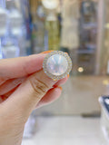 Lunachat 925純銀14mm日本淡水珍珠水晶戒指