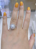 Lunachat 意大利精品925純銀12mm南洋白海水珍珠太陽花戒指
