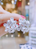 Lunachat 日本925純銀銀色花球耳環Earclips