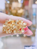 Lunachat 日本925純銀金色花球耳環Earclips
