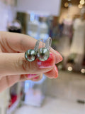 Lunachat 意大利設計925純銀11-12mm大溪地孔雀綠海水珍珠耳環