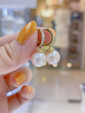 Lunachat 日本925純銀水晶11mm南洋白海水珍珠耳環