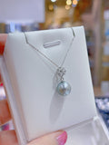 Lunachat 日本18K金鑽石精品銀綠色11mm 大溪地海水珍珠頸鍊*