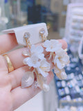 Lunachat 意大利工藝純銀陶瓷花淡水珍珠金色夾耳環 4 Earclips