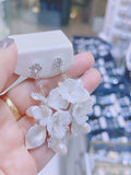 Lunachat 意大利工藝純銀陶瓷花淡水珍珠銀色夾耳環 4 Earclips