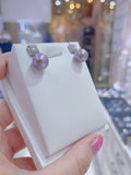 Lunachat 日本工藝925純銀10-11mm迷人紫珍珠方形耳環