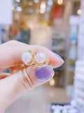 Lunachat 日本925純銀水晶8-9mm白色淡水珍珠夾耳環Earclips
