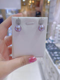 Lunachat 日本工藝925純銀10-11mm迷人紫珍珠方形耳環
