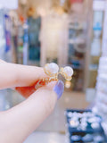 Lunachat 日本925純銀水晶8-9mm白色淡水珍珠夾耳環Earclips