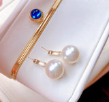 Lunachat 18K GOLD 12.5mm 強光南洋白珍珠耳環*