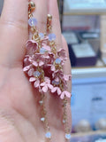 Lunachat 日本925純銀粉紅花花串夾耳環Earclips