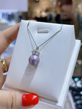 Lunachat 意大利精品925純銀水晶11mm 夢幻紫海水珍珠頸鍊