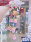 Lunachat 粉色鈴蘭水晶夾耳環 Earclips