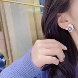 Lunachat 日本工藝925純銀9-10mm 大溪地海水珍珠珍伯爵花耳環