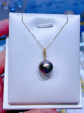 Lunachat 日本18K金鑽石精品14mm 大溪地海水珍珠頸鍊*