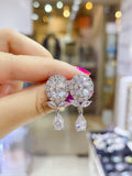 Pivoine Milano Silver Crystal Bridal Earrings| 新娘耳環｜水晶耳環｜婚嫁首飾| 結婚耳環| 新娘首飾| 裙褂耳環|婚紗耳環