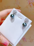 Lunachat 日本工藝925純銀10-11mm 大溪地海水珍珠玫瑰花耳環