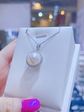 Lunachat 意大利工藝925純銀12.3mm 澳白珍珠頸鍊