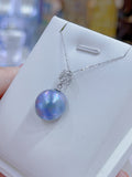 Lunachat 日本18K金鑽石精品15mm日本海水藍海水mabe珍珠頸鍊*