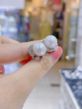 Lunachat 意大利工藝925純銀11-12mm南洋白珍珠耳環