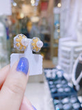 Lunachat 日本工藝925純銀7-8mm 日本Akoya 珍珠金花耳環