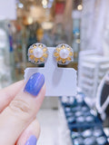 Lunachat 日本工藝925純銀7-8mm 日本Akoya 珍珠金花耳環
